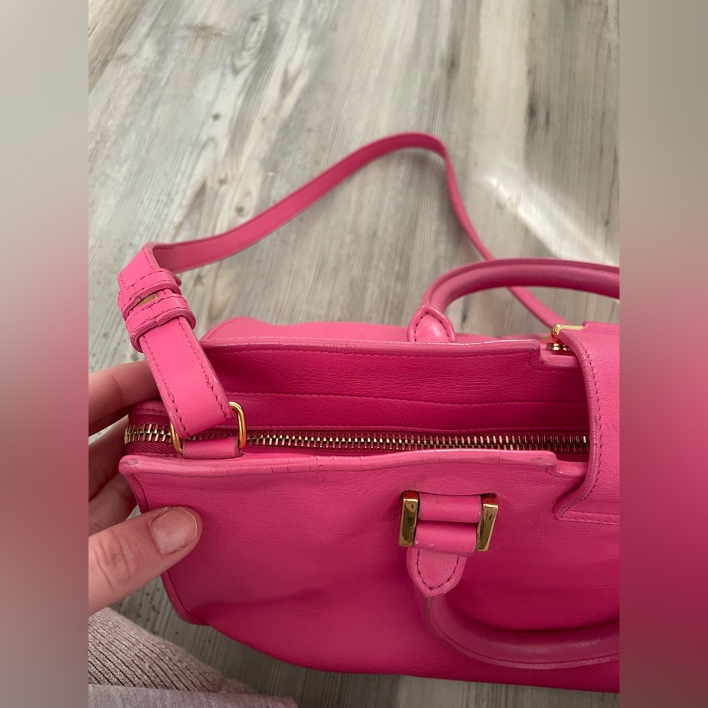 YSL Saint Laurent Classic Y Cabas Fuchsia Leather Satchel - Picture 11 of 16